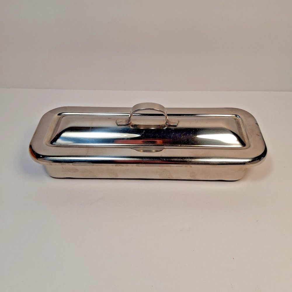 Vtg Vollrath 8283 Stainless Steel Medical Dental Surgical Instrument Tray & Lid